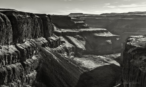 This is a small canyon at the Palouse Falls. You can get an idea how big by the viewing fence on the right. I had the place to myself 